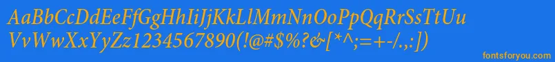 MinionproMediumcnit Font – Orange Fonts on Blue Background