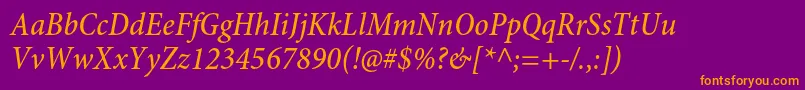 Fonte MinionproMediumcnit – fontes laranjas em um fundo violeta