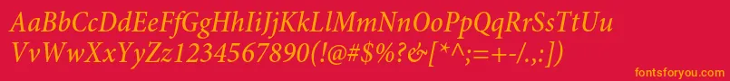 Шрифт MinionproMediumcnit – оранжевые шрифты на красном фоне