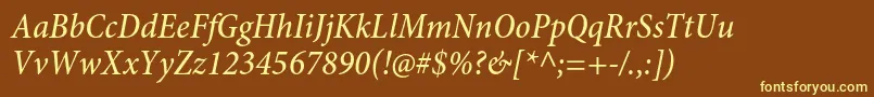Fonte MinionproMediumcnit – fontes amarelas em um fundo marrom