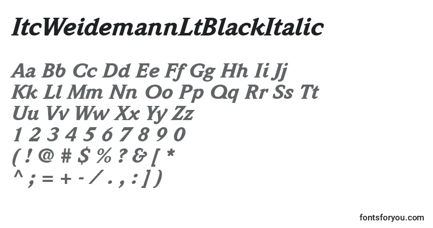 Schriftart ItcWeidemannLtBlackItalic – Alphabet, Zahlen, spezielle Symbole
