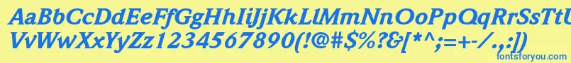 Czcionka ItcWeidemannLtBlackItalic – niebieskie czcionki na żółtym tle