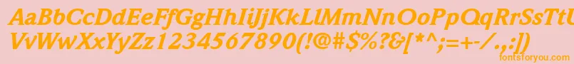 フォントItcWeidemannLtBlackItalic – オレンジの文字がピンクの背景にあります。