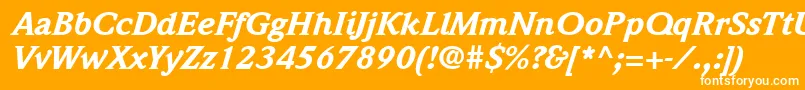 Czcionka ItcWeidemannLtBlackItalic – białe czcionki na pomarańczowym tle