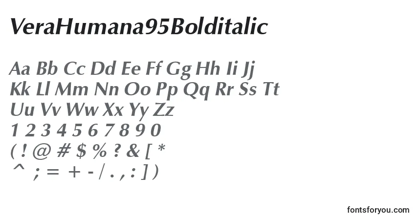 Czcionka VeraHumana95Bolditalic – alfabet, cyfry, specjalne znaki