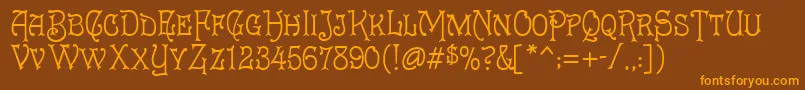 Hank-Schriftart – Orangefarbene Schriften auf braunem Hintergrund