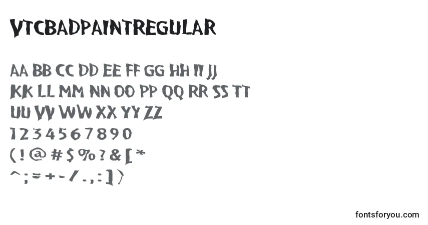 Schriftart VtcBadpaintRegular – Alphabet, Zahlen, spezielle Symbole