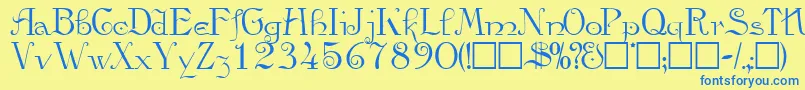 ViatascriptsskRegular Font – Blue Fonts on Yellow Background
