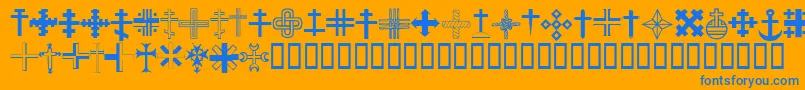 ChristianCrossesIii Font – Blue Fonts on Orange Background
