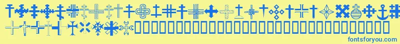 ChristianCrossesIii Font – Blue Fonts on Yellow Background