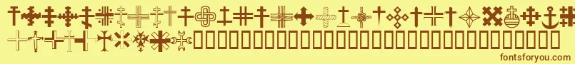 ChristianCrossesIii Font – Brown Fonts on Yellow Background