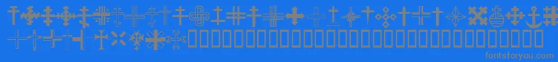 ChristianCrossesIii Font – Gray Fonts on Blue Background