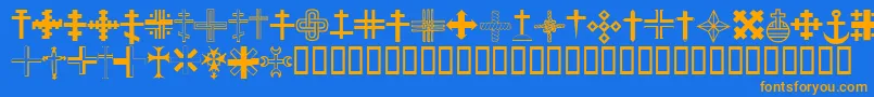 Saiba mais sobre a fonte ChristianCrossesIii Fonte ChristianCrossesIii – fontes laranjas em um fundo azul
