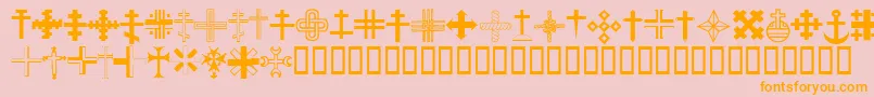 フォントChristianCrossesIii – オレンジの文字がピンクの背景にあります。