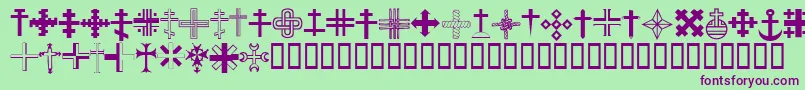 ChristianCrossesIii-Schriftart – Violette Schriften auf grünem Hintergrund