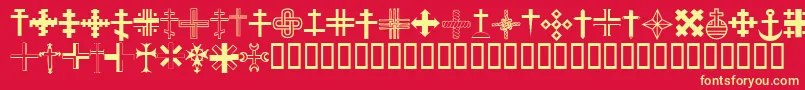 ChristianCrossesIii Font – Yellow Fonts on Red Background