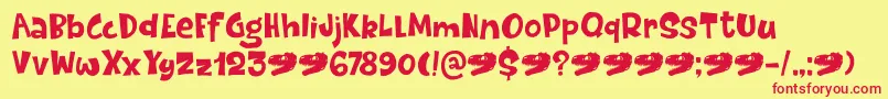 フォントDinosaurCakeDemo – 赤い文字の黄色い背景