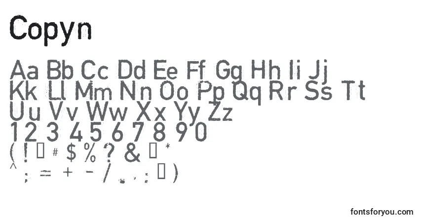 Schriftart Copyn – Alphabet, Zahlen, spezielle Symbole