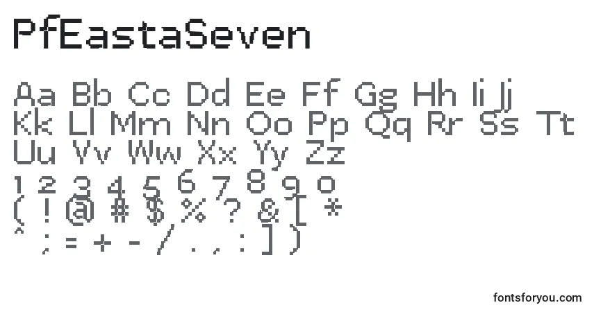 Schriftart PfEastaSeven – Alphabet, Zahlen, spezielle Symbole