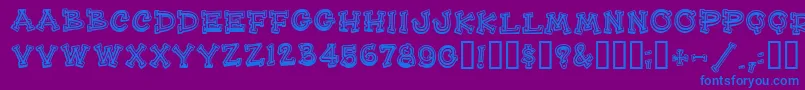 HeeHawMf-Schriftart – Blaue Schriften auf violettem Hintergrund