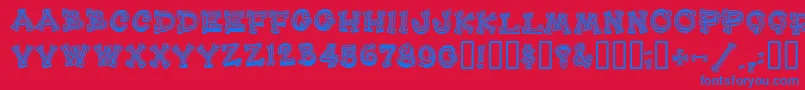 HeeHawMf Font – Blue Fonts on Red Background
