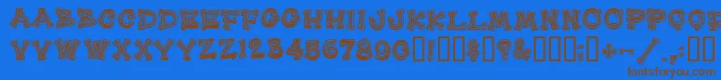 Saiba mais sobre a fonte HeeHawMf Fonte HeeHawMf – fontes marrons em um fundo azul
