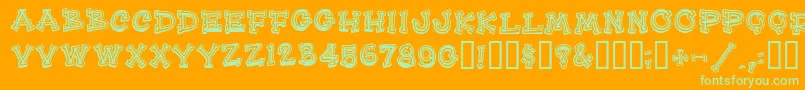 HeeHawMf-Schriftart – Grüne Schriften auf orangefarbenem Hintergrund