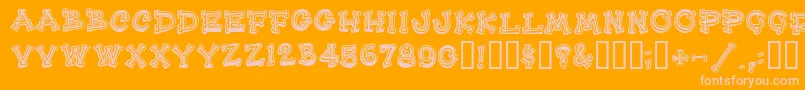 HeeHawMf-Schriftart – Rosa Schriften auf orangefarbenem Hintergrund