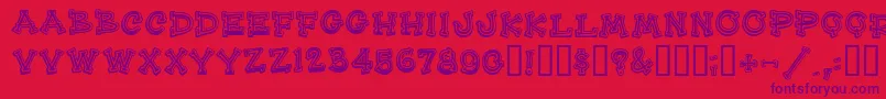 HeeHawMf-Schriftart – Violette Schriften auf rotem Hintergrund