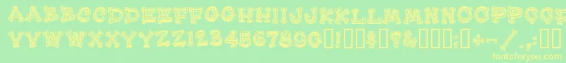 HeeHawMf Font – Yellow Fonts on Green Background