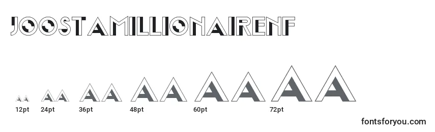 Размеры шрифта Joostamillionairenf