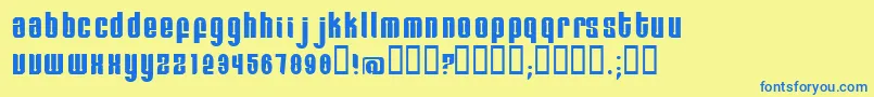 フォントRemihead – 青い文字が黄色の背景にあります。