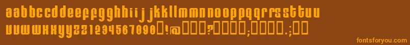 Remihead-Schriftart – Orangefarbene Schriften auf braunem Hintergrund