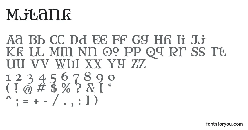 A fonte Mjtank – alfabeto, números, caracteres especiais