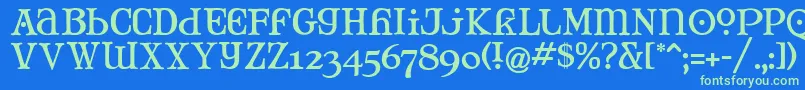 Mjtank Font – Green Fonts on Blue Background