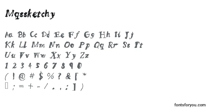 Czcionka Mqssketchy – alfabet, cyfry, specjalne znaki