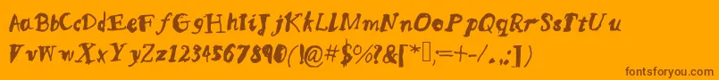 Mqssketchy-Schriftart – Braune Schriften auf orangefarbenem Hintergrund