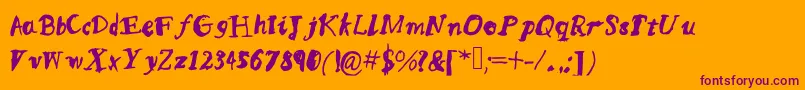Mqssketchy-Schriftart – Violette Schriften auf orangefarbenem Hintergrund
