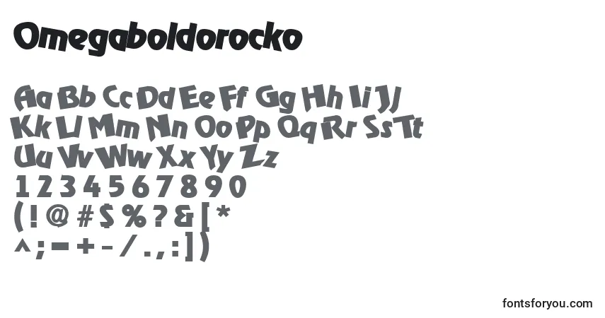 A fonte Omegaboldorocko – alfabeto, números, caracteres especiais