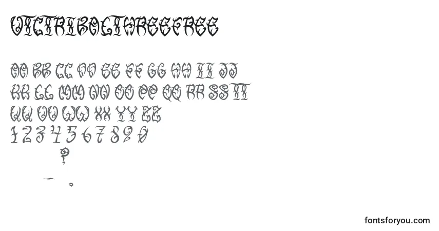 A fonte VtcTribalthreefree – alfabeto, números, caracteres especiais