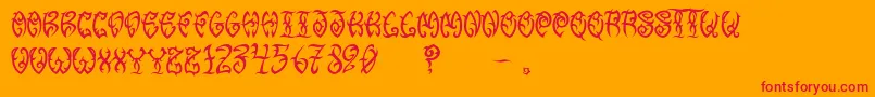 Czcionka VtcTribalthreefree – czerwone czcionki na pomarańczowym tle