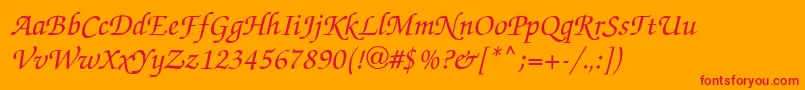 Zpf-Schriftart – Rote Schriften auf orangefarbenem Hintergrund