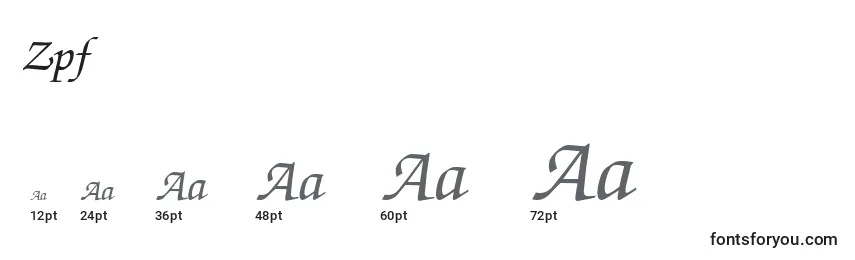 Размеры шрифта Zpf