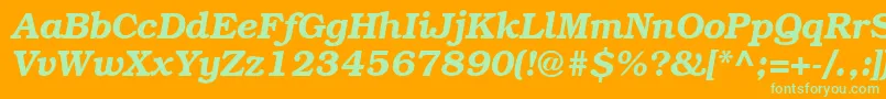 ItcBookmanDemiРљСѓСЂСЃРёРІ-Schriftart – Grüne Schriften auf orangefarbenem Hintergrund