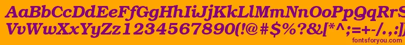 ItcBookmanDemiРљСѓСЂСЃРёРІ-Schriftart – Violette Schriften auf orangefarbenem Hintergrund
