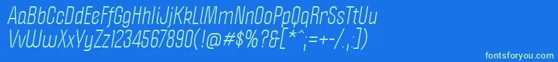PoliticaItalic-Schriftart – Grüne Schriften auf blauem Hintergrund