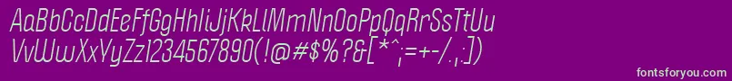 フォントPoliticaItalic – 紫の背景に緑のフォント