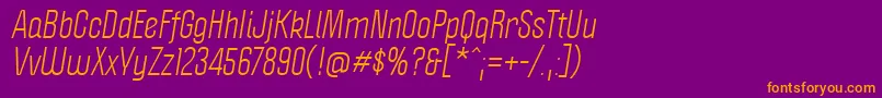 フォントPoliticaItalic – 紫色の背景にオレンジのフォント