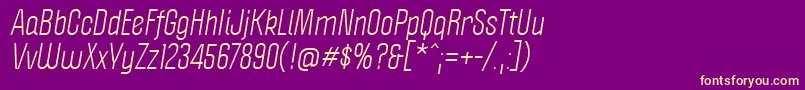 フォントPoliticaItalic – 紫の背景に黄色のフォント