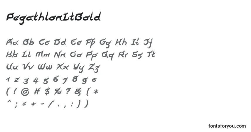 A fonte PegathlonLtBold – alfabeto, números, caracteres especiais